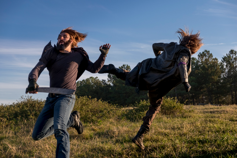 I don’t really know why AMC made this odd photo of Jesus (Tom Payne) awkwardly kicking a dude available, but it made me snicker.